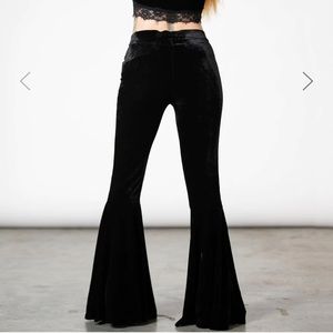 Killstar black velvet bell bottoms